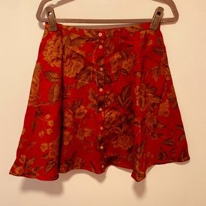 Ralph Lauren Red Linen Floral Skirt